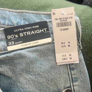 Abercrombie & Fitch High Rise 90's Straight Jeans - Light Blue